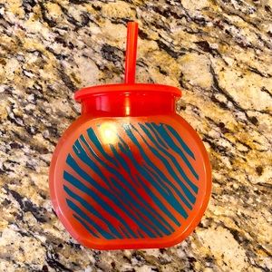 🔥5/$20🔥 FUN ZEBRA STRIPED MINI FISHBOWL CUP WITH LID AND STRAW